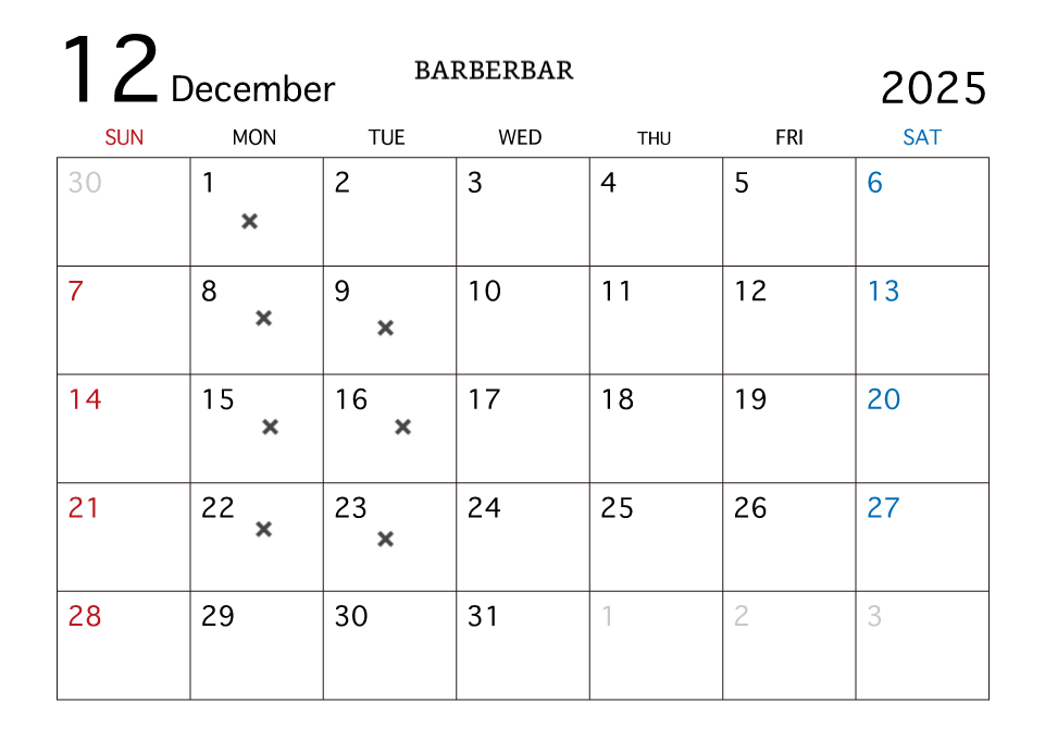 606-8104 京都市左京区高野竹屋町18-5 ☎075-7213415&0120-721-808 open  10:00~19:30  土日　9:00~18:30定休日　月曜日&第2 第3火曜日 Email   barberbar1995@gmail.com